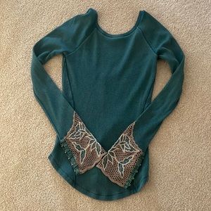 Free People teal scoop back Henley with